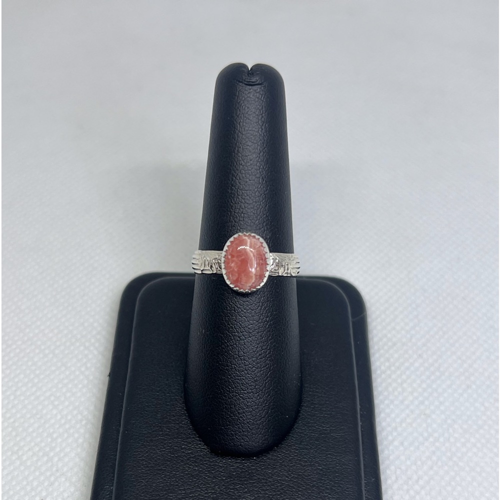 Rhodochrosite Ring Handmade (10x8mm oval)